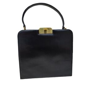Amazing Vintage Rendl Original Black Leather Handbag with Mirror